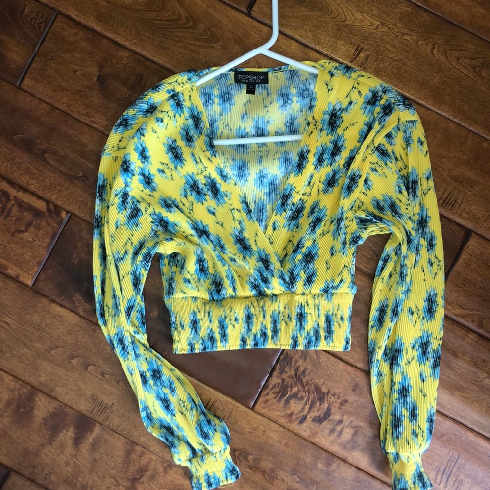 Top shop yellow and blue flowered crop